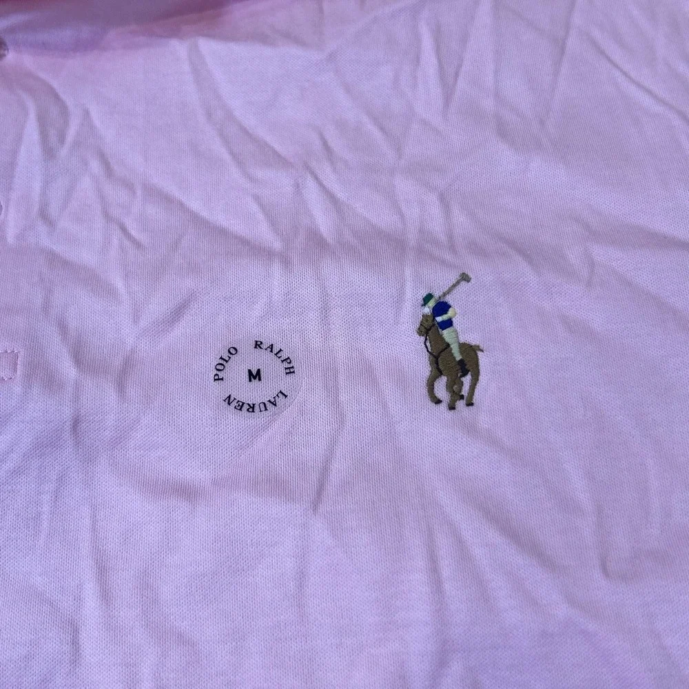 Polo Ralph Lauren Polo Shirt Mens M Pink Classic Fit Pique Cotton Logo Preppy